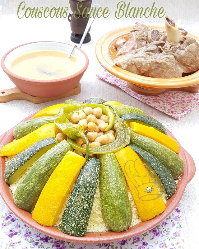 Couscous Sauce Blanche aux trois Cougettes Gourmandise Assia