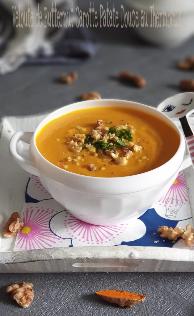Velouté de Butternut Carotte Patate Douce au Thermomix | Gourmandise Assia