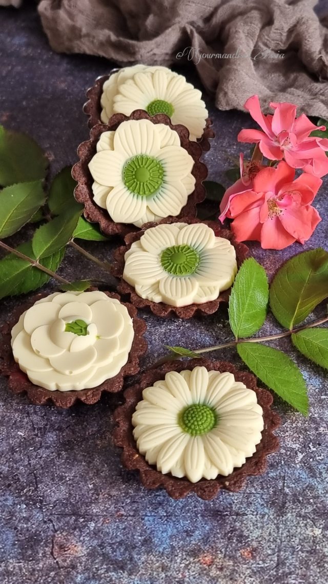 Tartelettes Fleurs Chocolat Framboises 