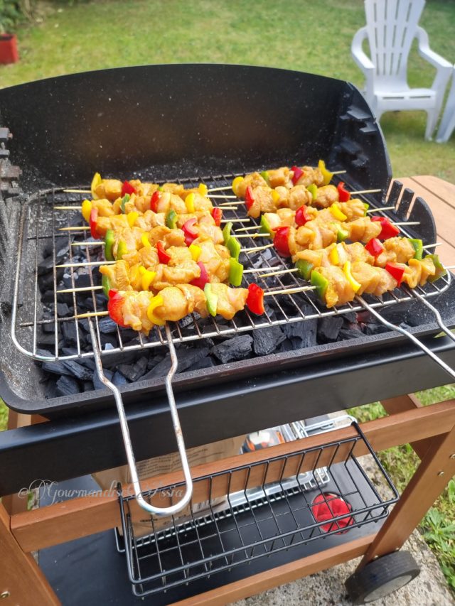 Brochettes de Poulet aux 3 Poivrons