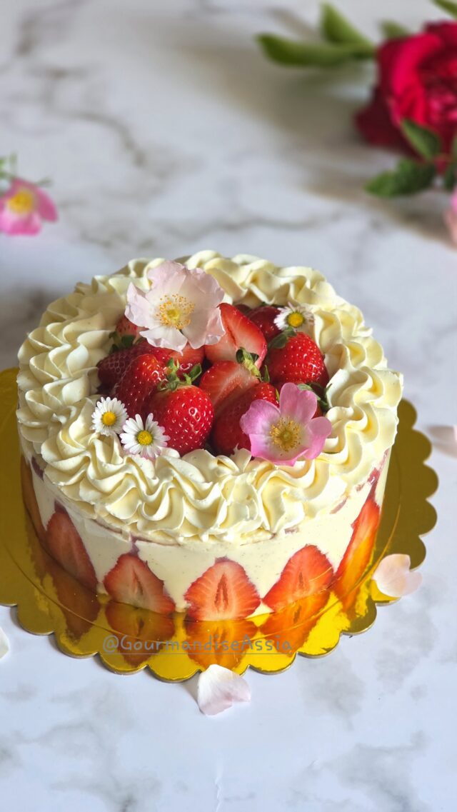 Fraisier à la Crème Diplomate et Biscuit Joconde